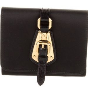 Prada Black Nylon Compact Buckle Wallet